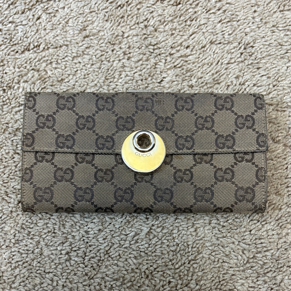 Gucci Beige and Brown Monogram Wallet